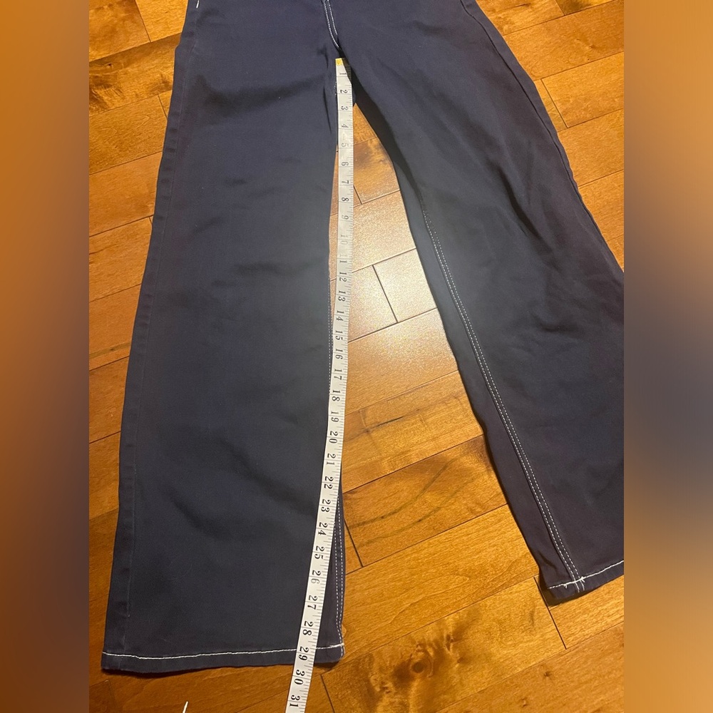 H&M Divided Navy Wide Leg Navy Denim Size 2 Baggy Skater Cotton Blend Minimalist - Picture 7 of 10